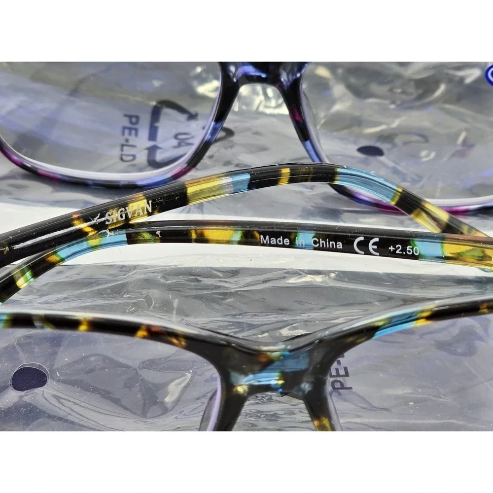 SIGVAN Reading Glasses Unisex +2.50 Multicolor Tortoise Blue Light Block - NEW